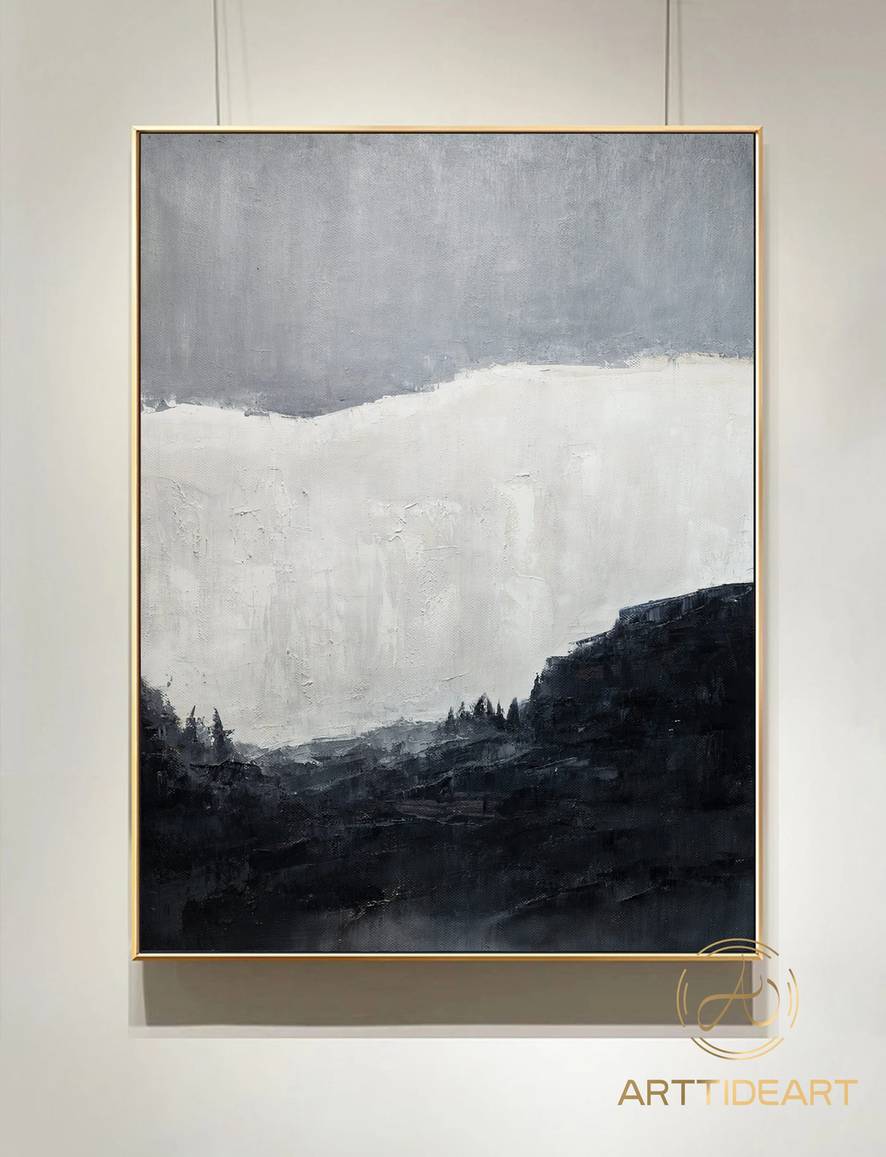 Abstract Gray Minimalist White Abstract Canvas Artwork G1CFD wall art